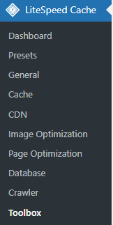 wordpress litespeed cache toolbox